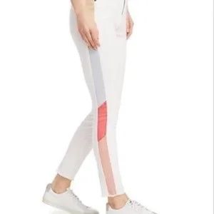 Women's Frame Le High Skinny white jeans with colored panel, size 24.